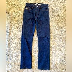 Diesel straight leg button fly high waisted jeans.